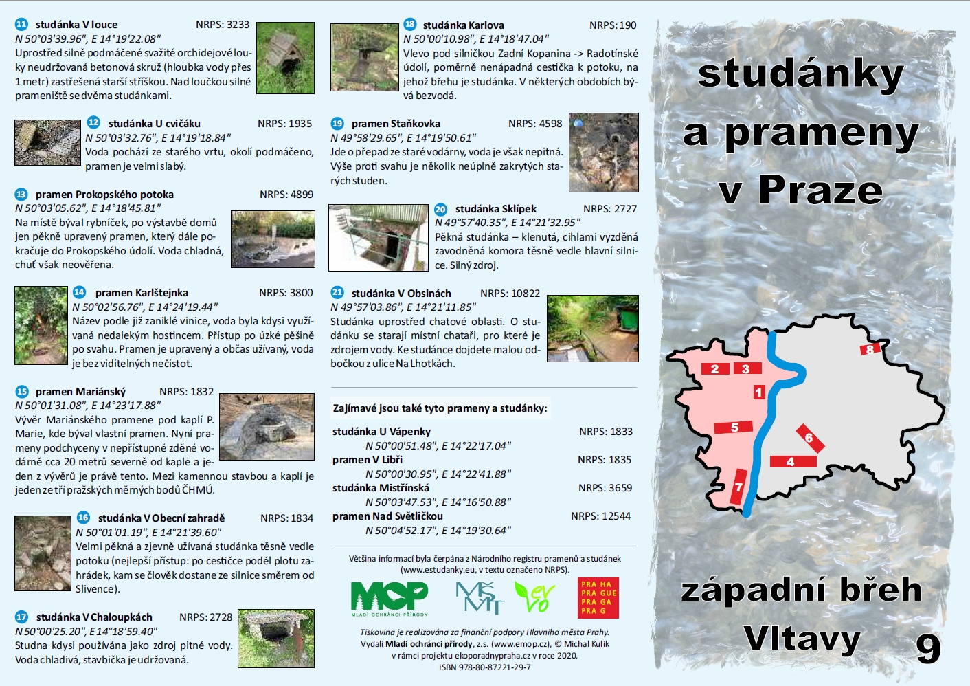 informační materiál Studánky a prameny v Praze, č.9 - západní břeh Vltavy, v.2020