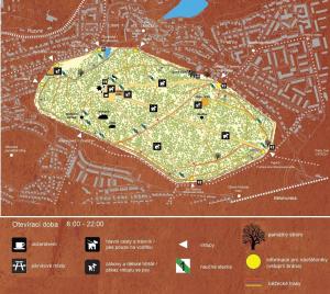 Obora Hvězda - orientační mapa parkové části, 1516 pxl, pohyb psů