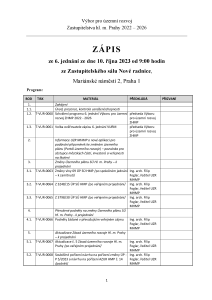 Zápis z 6. jednání výboru, ze dne 10. 10. 2023