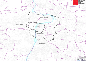 Mapa &#8211; vyznačení tří cenových pásem parkovacích oprávnění a karet