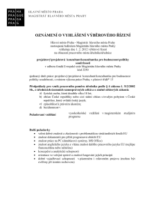 projektový/projektová  konzultant/konzultantka pro budoucnost politiky soudržnosti v odboru fondů Evropské unie