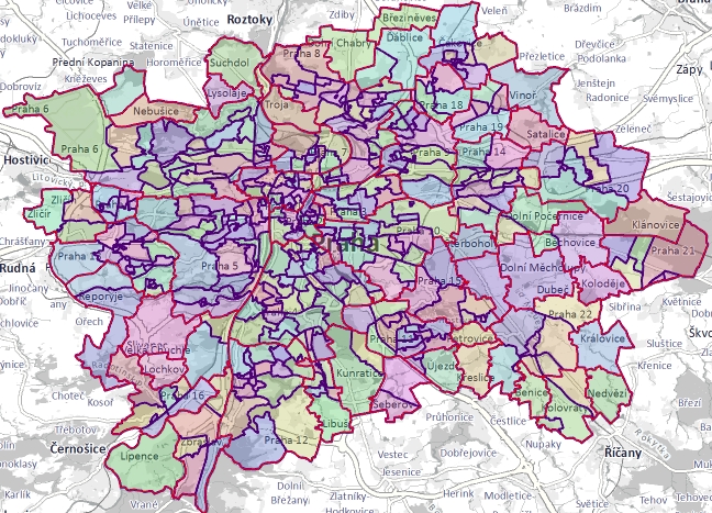 Mapa ukazuje nejkratší cestu do volebních místností