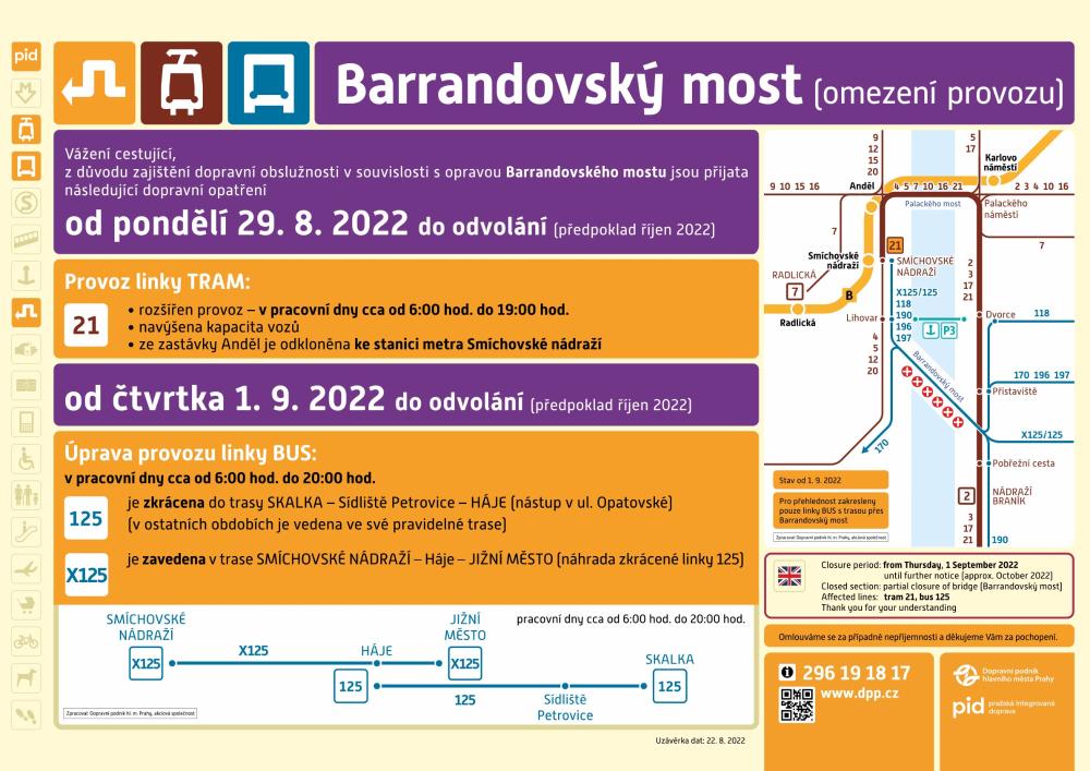 Opatření v provozu hromadné dopravy v souvislosti s rekonstrukcí Barrandovského mostu