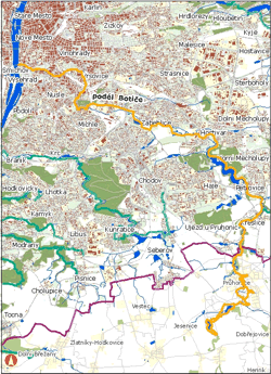 trasa podél botiče - orientační mapka (ke zvětšení)