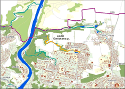 trasa podél čimického potoka - orientační mapka (ke zvětšení)