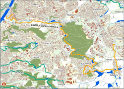 trasa podél kunratického potoka - orientační mapka (ke zvětšení)